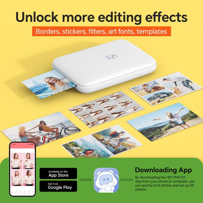 HPRT MT53 Mini Photo Printer, 2x3" Self-Adhesive Instant Color Photos, Wireless Bluetooth Sticker Printer for iPhone & Android, Christmas Gift