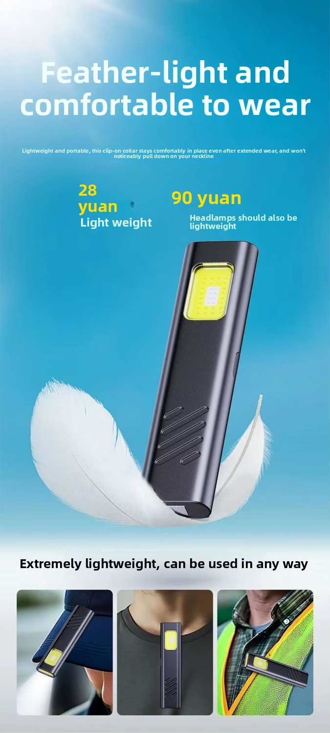 Mini Magnetic LED Flashlight for Camping & Fishing – Rechargeable Multi-Mode Work Light with Safety Warning