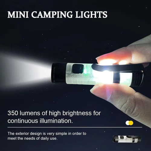 Mini Pocket LED Flashlight with Hat Clip & Magnet – USB Rechargeable, Lightweight Outdoor Torch