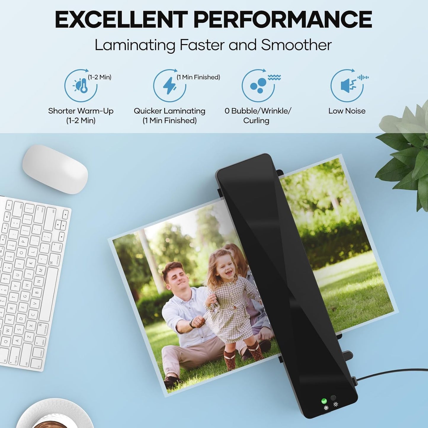 Laminator Machine with 10 Laminating Sheets, A4 Laminating Machine Hot & Cold with Fast Warm Technology, Thermal Laminator 9 Inch for Home Office School Business