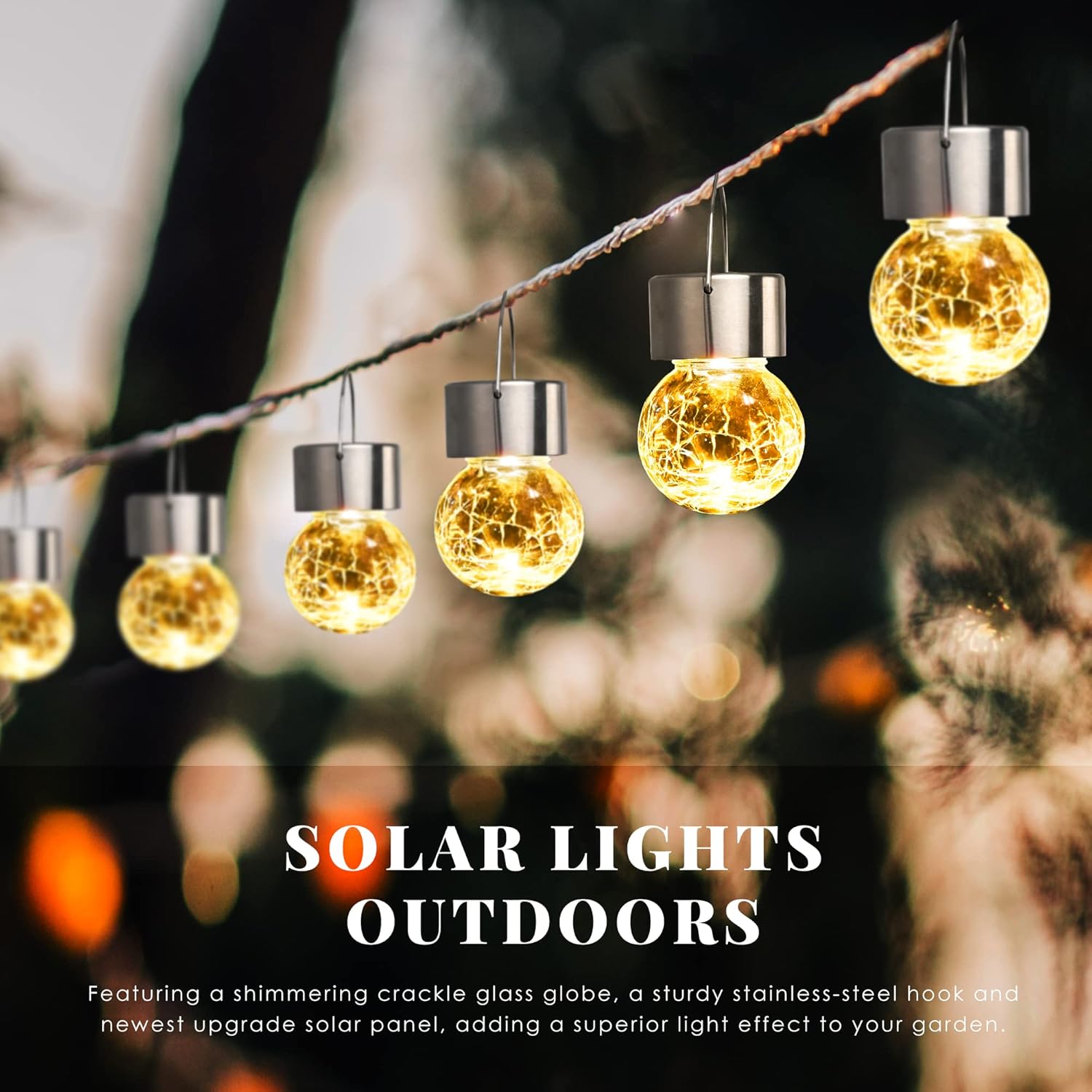 Solar Star Orb Lights (6 Pack) – Crackled Glass Color-Changing Fairy Lamps for Garden, Patio & Events