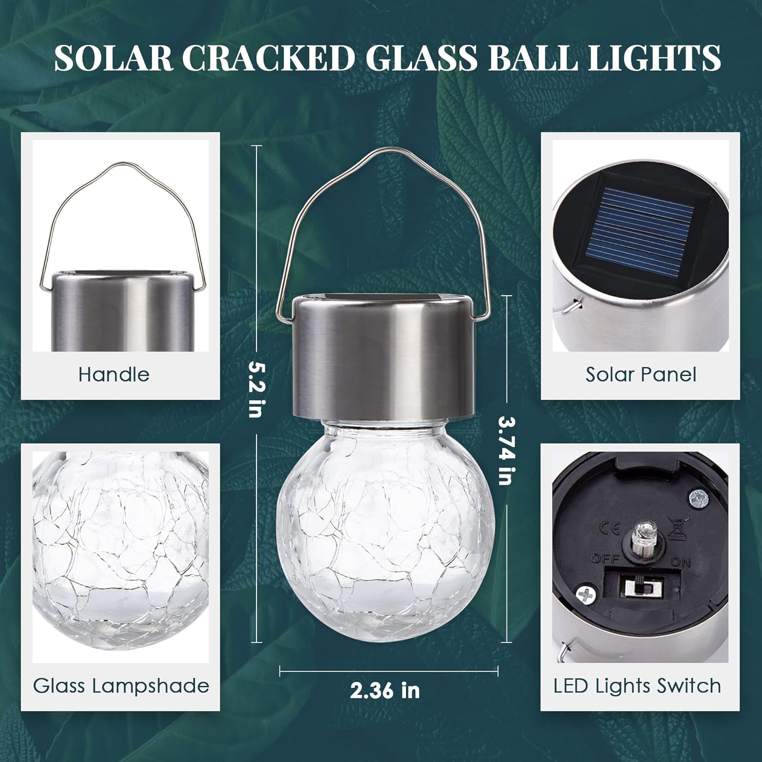 Solar Star Orb Lights (6 Pack) – Crackled Glass Color-Changing Fairy Lamps for Garden, Patio & Events