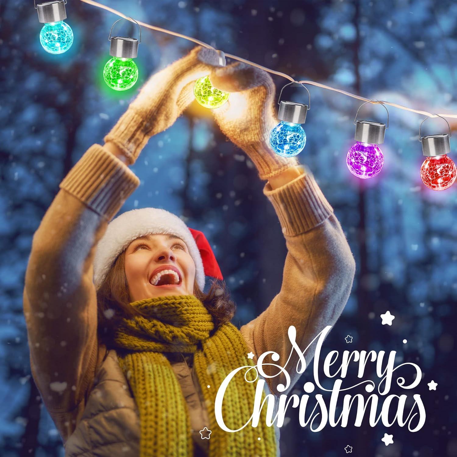 Solar Star Orb Lights (6 Pack) – Crackled Glass Color-Changing Fairy Lamps for Garden, Patio & Events