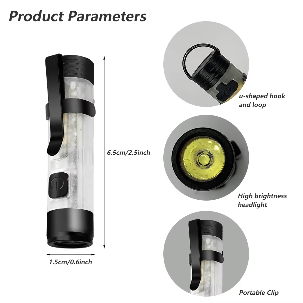 Mini Pocket LED Flashlight with Hat Clip & Magnet – USB Rechargeable, Lightweight Outdoor Torch