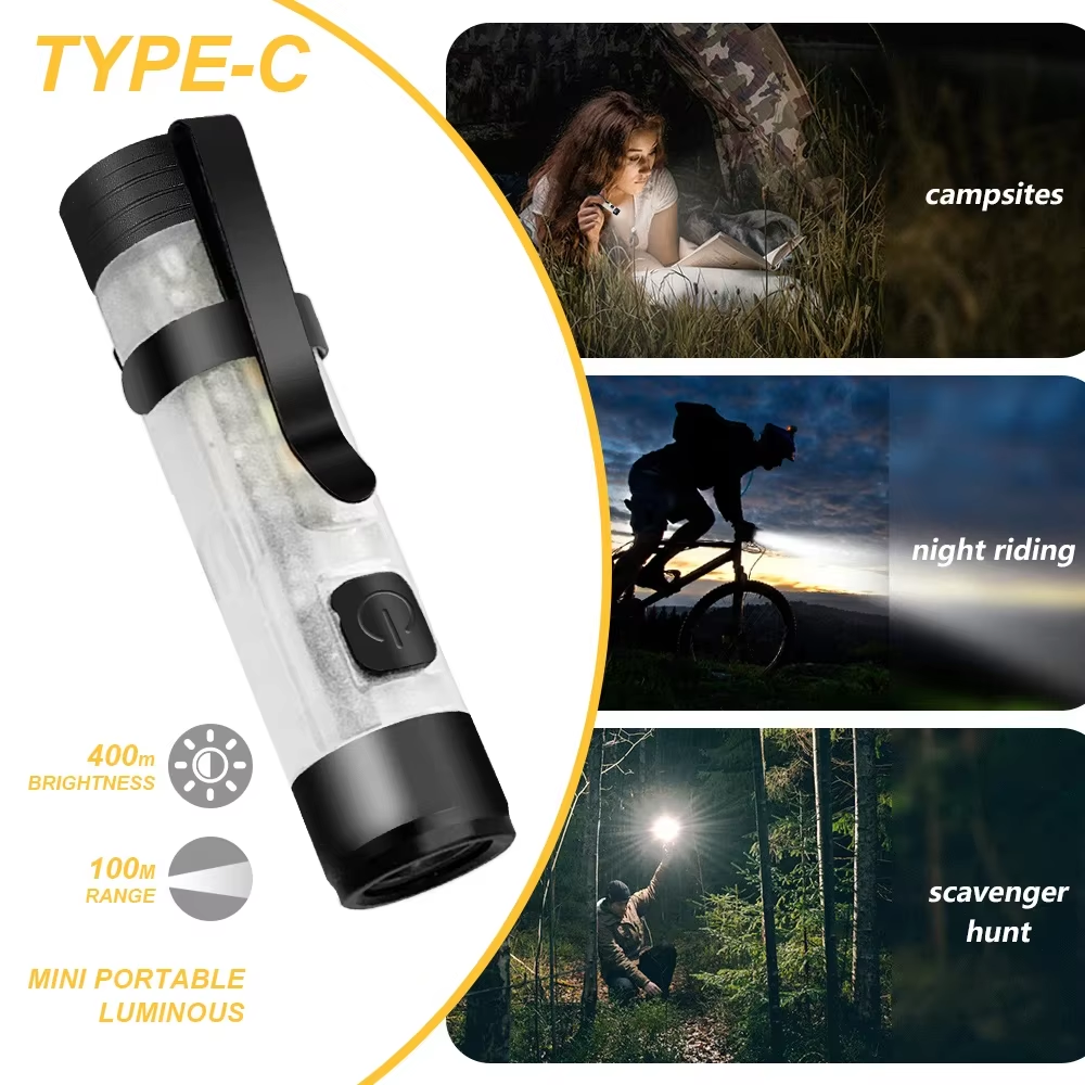 Mini Pocket LED Flashlight with Hat Clip & Magnet – USB Rechargeable, Lightweight Outdoor Torch