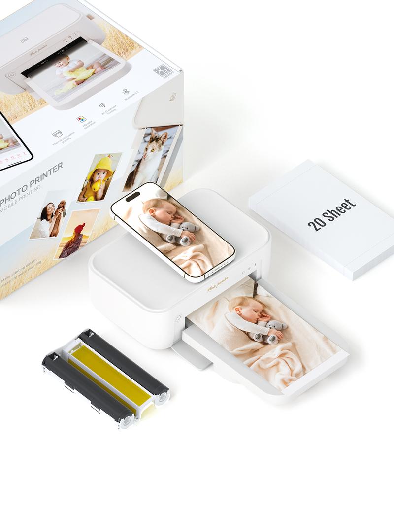 HPRT 4x6" Instant Photo Printer with 20 Sheets & 1Ribbon,Self Care Gifts,Gifts idea for Parents, Mother,Famiy,Mother's Day,Christmas gifts